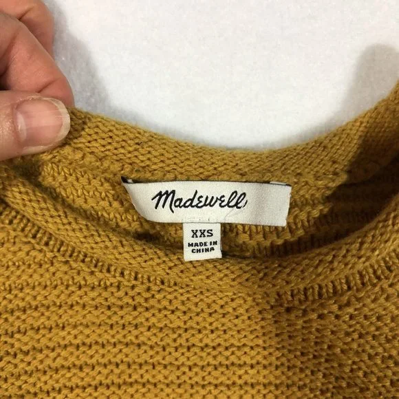 Madewell Womens XXS Chunky Knit Sweater Tank Top Ribbed Fall Gold Mustard - Picture 7 of 10